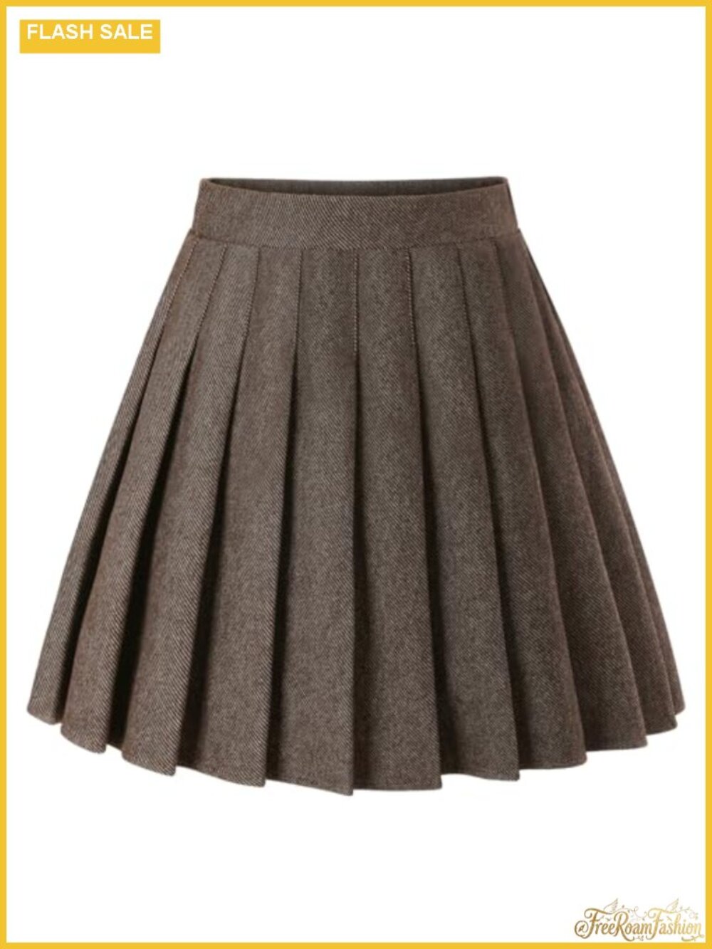 Womens Pleated Mini Skirt Thick Fabric High Waist A-Line Fall Winter